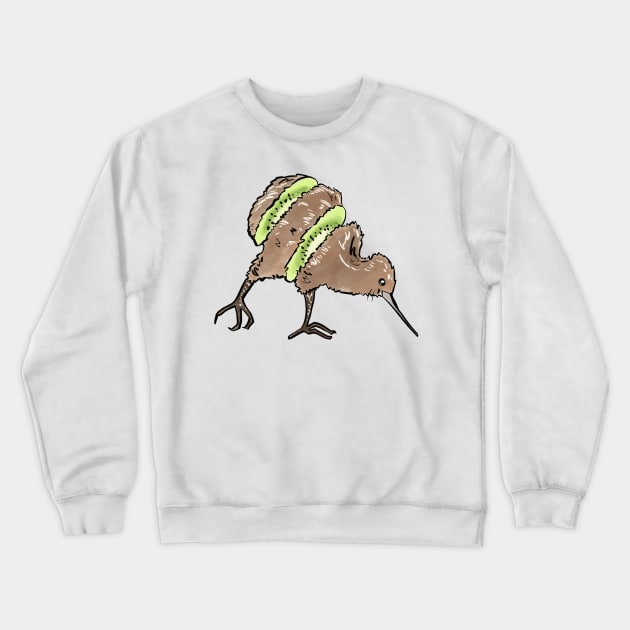 Kiwi bird kiwi fruit animal pun Crewneck Sweatshirt by TheDoodlemancer